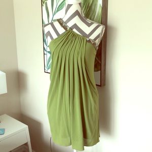 BCBGMaxazria One Shoulder Green Dress